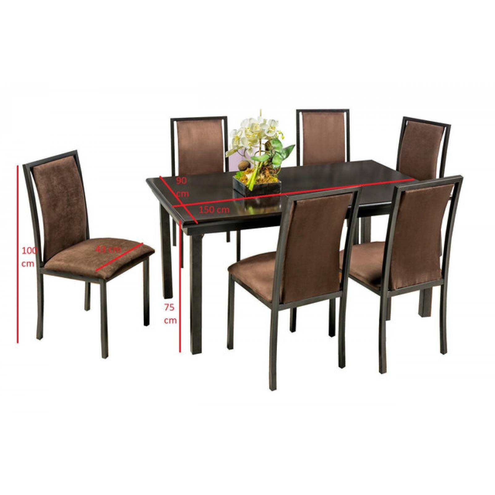 Comedor palermo 6 sillas tubulares y cubierta de madera industrial - Sears