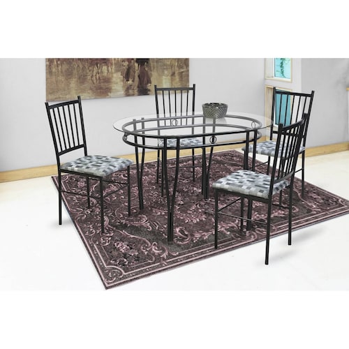 Comedor Oval 4 Sillas Tubular y Cristal Templado.