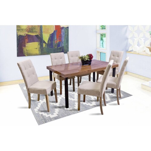 Comedor Angy 6 Sillas en Madera y Cubierta de Formica