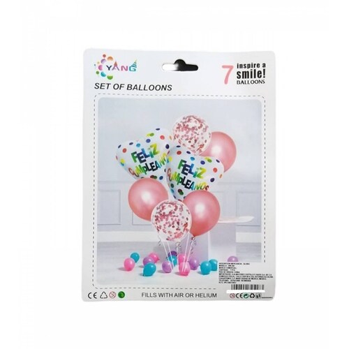 Kit De 7 Globos De Feliz Cumpleaños, Set De Corazon Dots