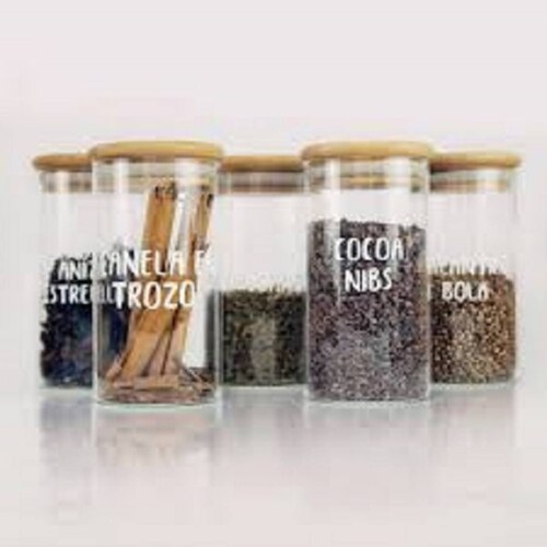 2 pz Frascos Especieros De Vidrio Con Tapa De Bamboo 230 Ml.