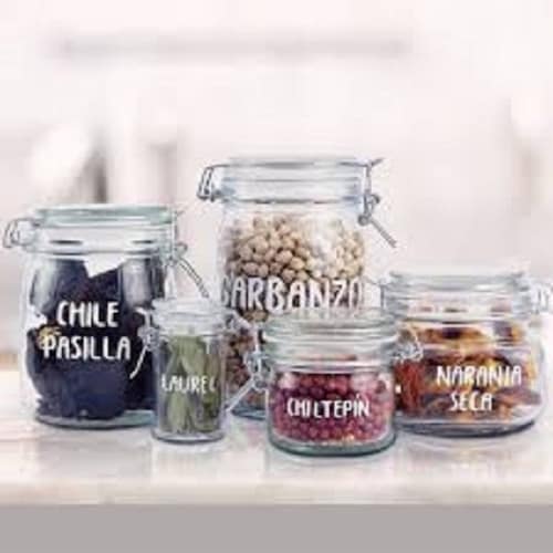 6 Frascos Especieros de Vidrio Hermetico con Broche 750 ml.