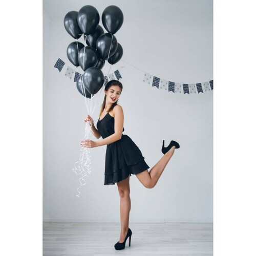 Globo Metálico Negro Del Numero 9 Para Decoración ( 50pz )