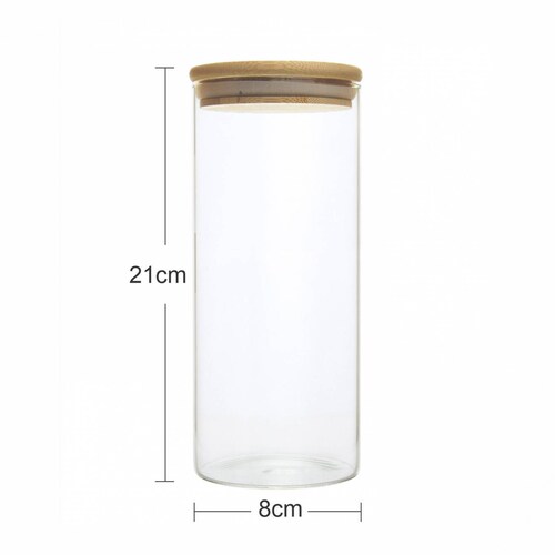 Frasco Especiero de Vidrio Con Tapa De Bamboo 750 ml .