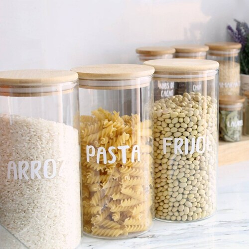 Frasco Especiero de Vidrio Con Tapa De Bamboo 750 ml .