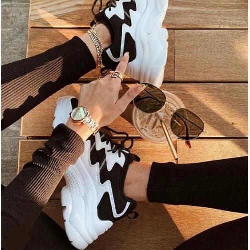 Tenis Sneakers Casual para Dama Hanna MX Coco Black & White
