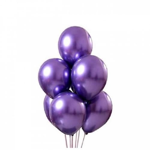 Globo Chrome Latex Del Numero 12 Para Decoración Paq 25 Pz Morado