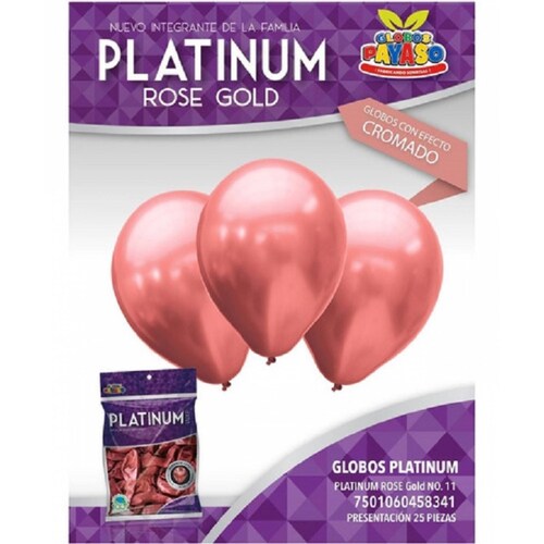 Globos Platinum Rose Gold, Chrome Latex Numero 11 ( 25 pcs )