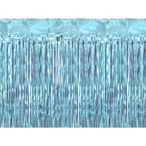 Cortina Lluvia Metálica Azul Cielo Para Fiestas, Decoración 2x1m