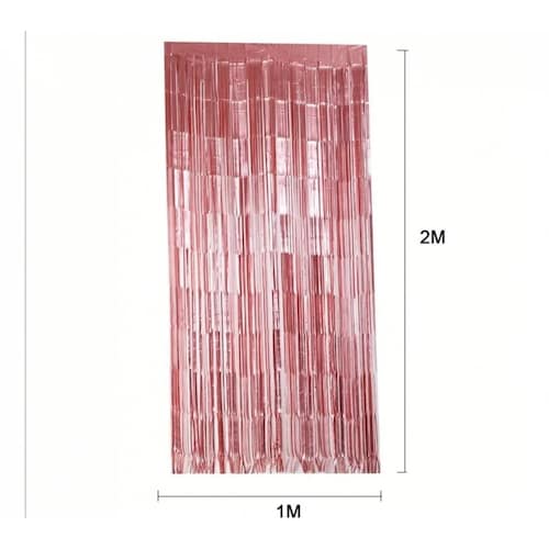 Cortina Lluvia Metálica Lila Para Fiestas, Decoración 2x1m