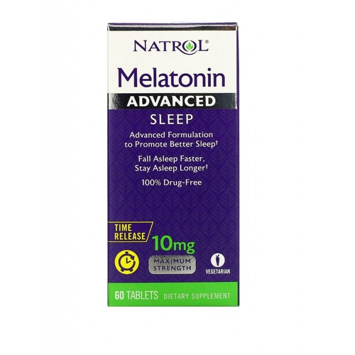 2 pz Natrol Melatonin Advance, Formula Avanzada para dormir, 10mg, 60 tabletas
