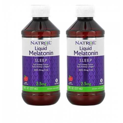 2 pz Natrol Melatonin Sleep Liquid, Formula para dormir, Sabor Frambuesa