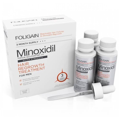 Minoxidil 5% Foligan 3 Frascos Para Crecimiento Capilar Barba Y Bigote