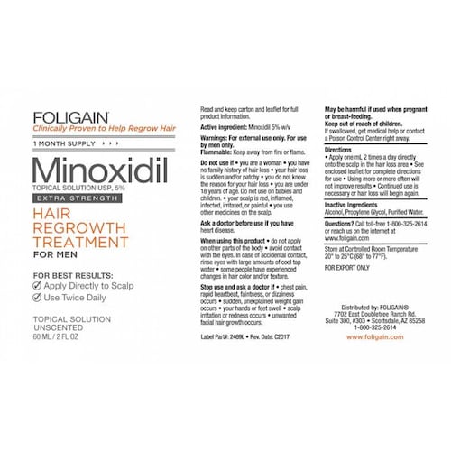 Minoxidil 5% Foligan 3 Frascos Para Crecimiento Capilar Barba Y Bigote