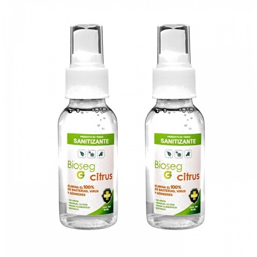 2pz Spray Sanitizante Bioseg Citrus, Antibacterial Orgánico de Bolsillo