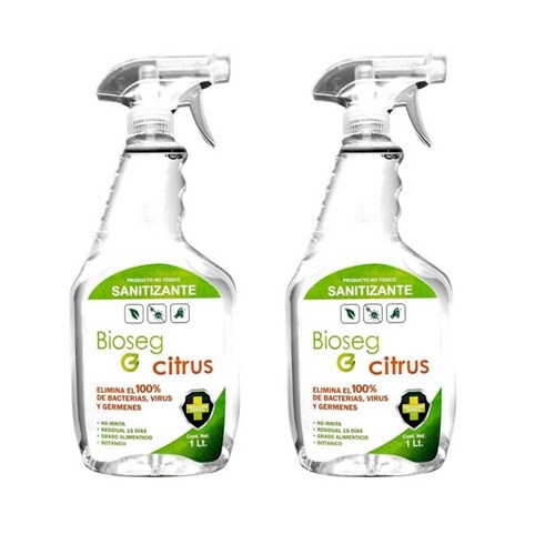 2pz Spray Sanitizante Bioseg Citrus, Antibacterial Orgánico 1 Lt
