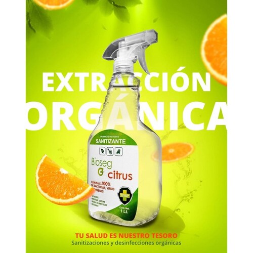 2pz Spray Sanitizante Bioseg Citrus, Antibacterial Orgánico 1 Lt