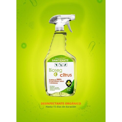 2pz Spray Sanitizante Bioseg Citrus, Antibacterial Orgánico 1 Lt