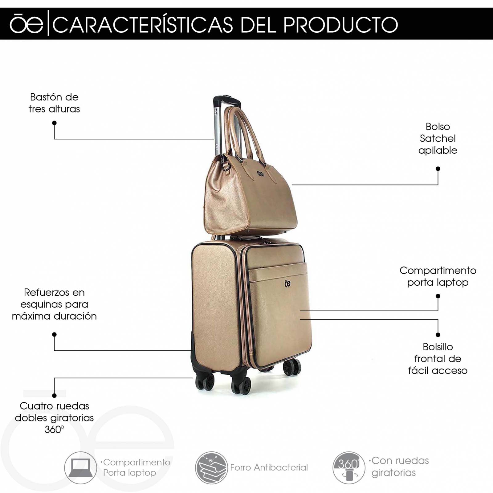 Set de Maletas de viaje para Mujer Cloe con Porta Laptop