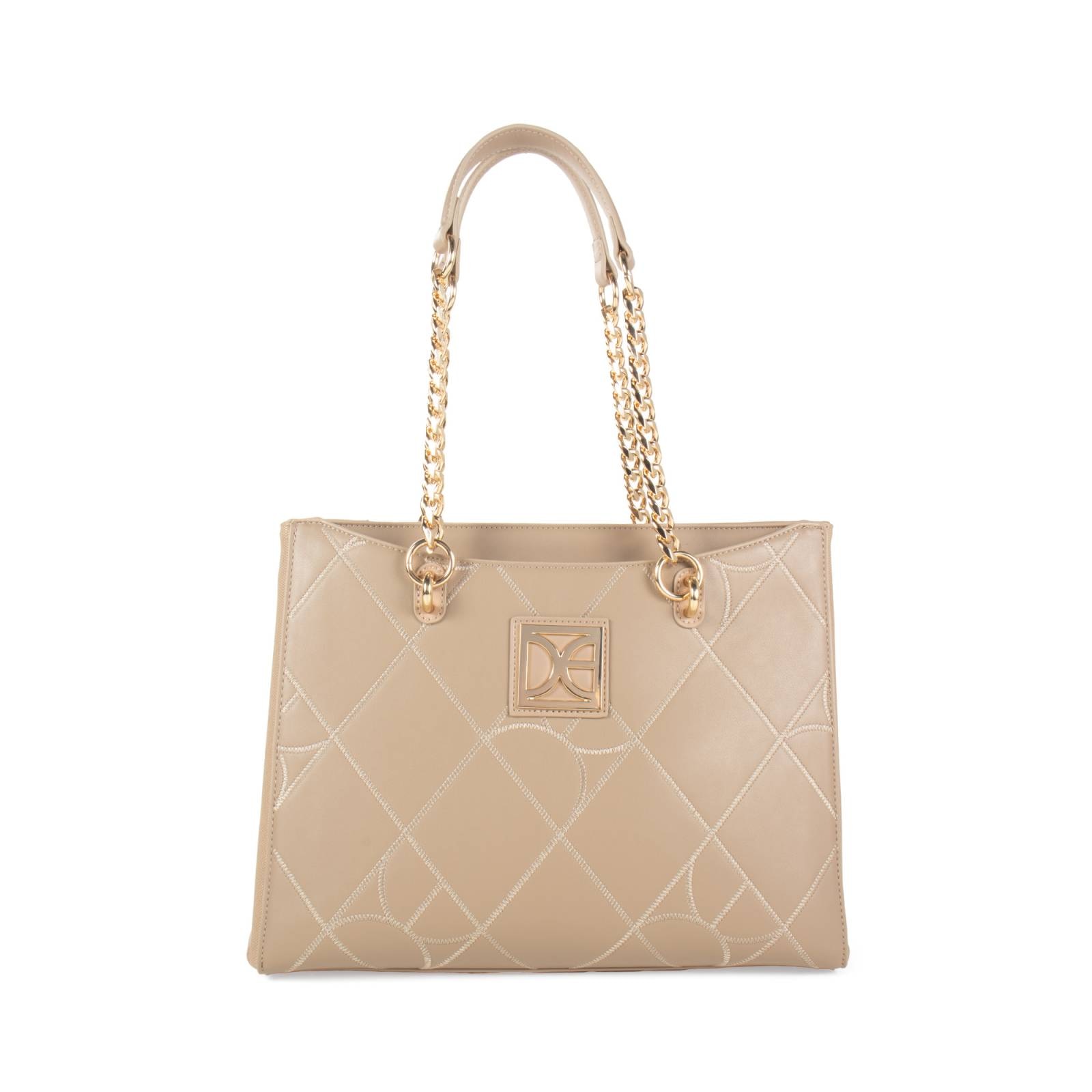 Bolsa Satchel Cloe Grande con Bordado color Beige