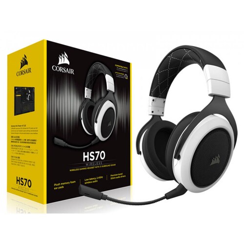 Audifonos Corsair (Ca-9011177-Na) Hs70 Wireless Blanco 7.1Ch