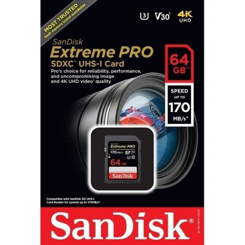 Memoria Sd Sandisk Extreme Pro 64gb Cl10 U3 V30 170mb/s