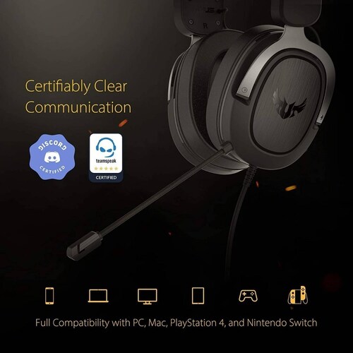Audífonos Con Diadema Asus Tuf Gaming H3 Gun Metal Negro
