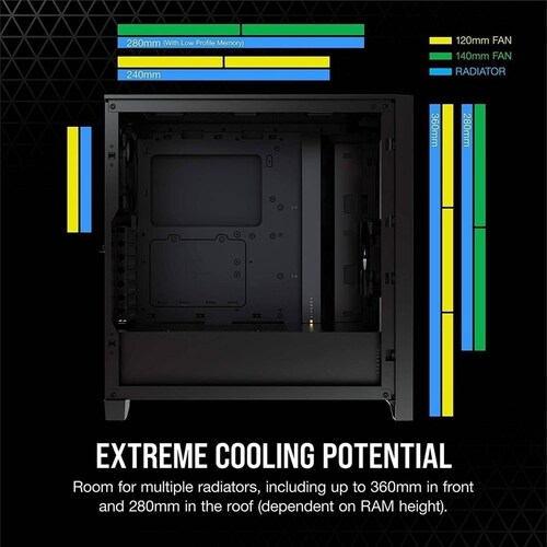 Gabinete Corsair Airflow 4000d Cristal Tem Atx 1xusb Negro