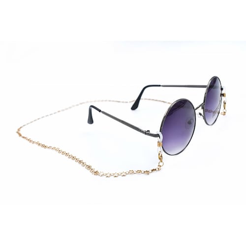 ADORN, Cadena para lentes y cubre bocas, color dorado diseño en estrellas a tono, mujer.