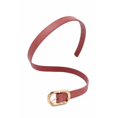 INVIGORATE, Cinturón para mujer liso color rosa, hebilla color dorado.