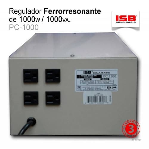 REGULADOR SOLA BASIC ISB PC 1000 FERRORESONANTE 1000VA   800W 4 CONTACTOS COLOR BEIGE
