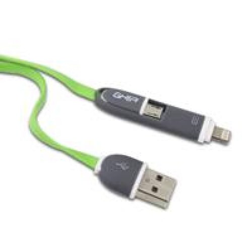 CABLE 2 EN 1 MICRO USB LIGHTNING GHIA 1 0 MTS USB 2 1 VERDE GRIS