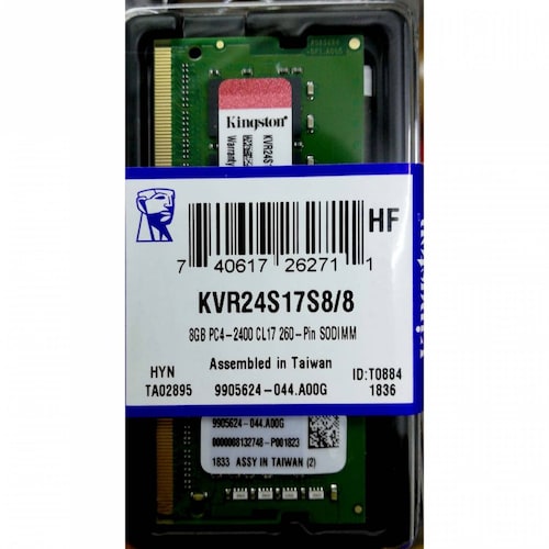 MEMORIA KINGSTON SODIMM DDR4 8GB 2400MHZ VALUERAM CL17 260PIN 1 2V P LAPTOP
