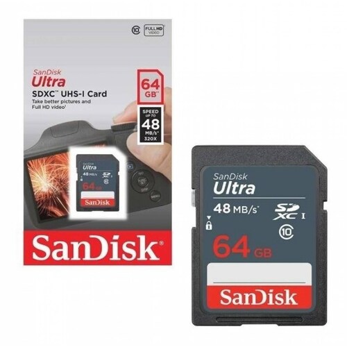 MEMORIA SANDISK 64GB SDXC ULTRA UHS I 48MB S CLASE 10