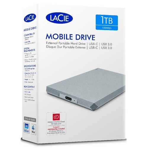 DD EXTERNO LACIE MOVILE DRIVE 1TB 2 5 USB C 3 1 WIN  MAC