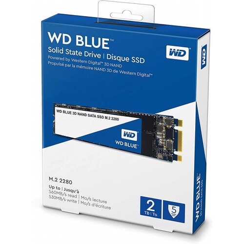 UNIDAD DE ESTADO SOLIDO SSD WD BLUE M 2 2280 2TB SATA 3DNAND 6GB S 7MM LECT 540MB S ESCRIT 500MB S