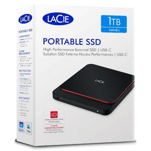 UNIDAD ESTADO SOLIDO EXT  LACIE SSD 1TB USB 3 1 TIPO C MAC WIN