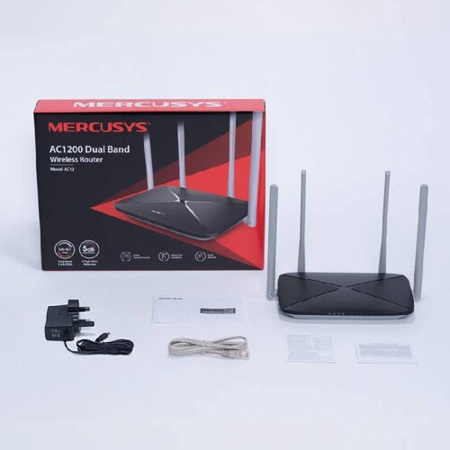 ROUTER INALAMBRICO MERCUSYS AC12 AC1200 BANDA DUAL 2 4GHZ A 300MBPS Y 5GHZ A 867MBPS 4 PUERTOS LAN 10 100 1 PUERTO WAN 1