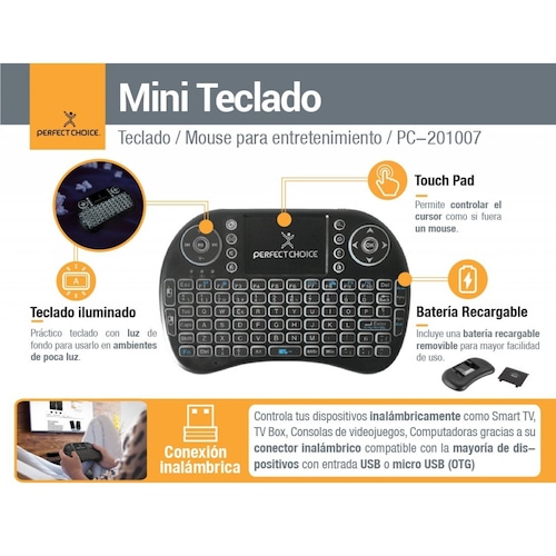 Mini Teclado Inalambrico De Entretenimiento Perfect Choice 