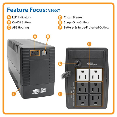 UPS INTERACTIVO DE 900 VA 480 WATTS CON 6 TOMACORRIENTES   AVR