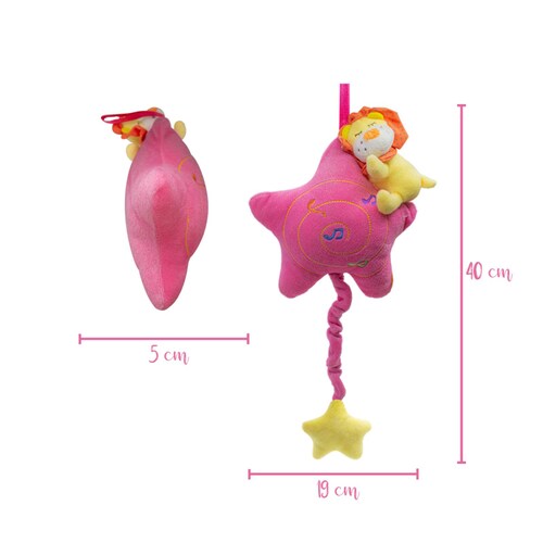 Sonaja de Estrella Rosa Tela Peluche Ultra Suave Hipoalergénico