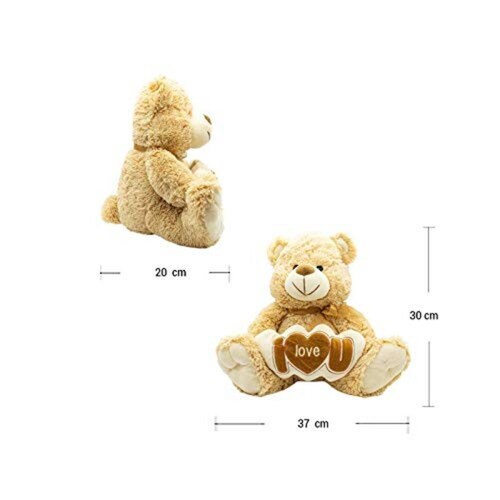 Oso De Peluche Café Suave Diseño I Love You 6 Pzas Mayoreo