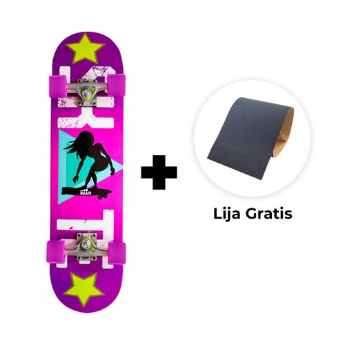 PATINETA SKATEBOARD Skate Madera Juvenil Morado Con Diseño Skateboard