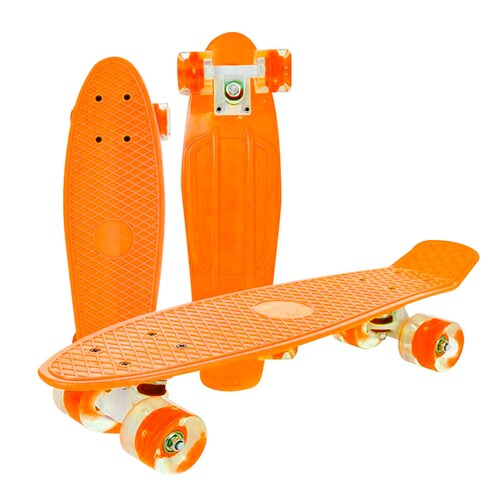 PATINETA PENNY  Grande Naranja Llantas Luz Led Poliuretano Antiderrapante