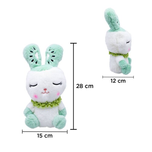 Paquete de Conejos Blancos De Peluche 3 Pzas Suave 28 Cm Conejito Kawaii Con Frutas en las Orejas Rabbit Bunny