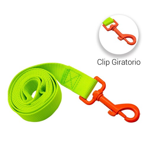 Correa Mediana Para Perro Resistente Color Fluorescentes 120 cm de Largo Con Clip Giratorio