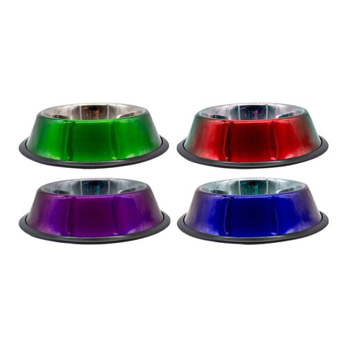 Plato Tazón Recipiente Comedero 226.76 gr Alimentacion para Perros De Aluminio Antiderrapante Chico Pets