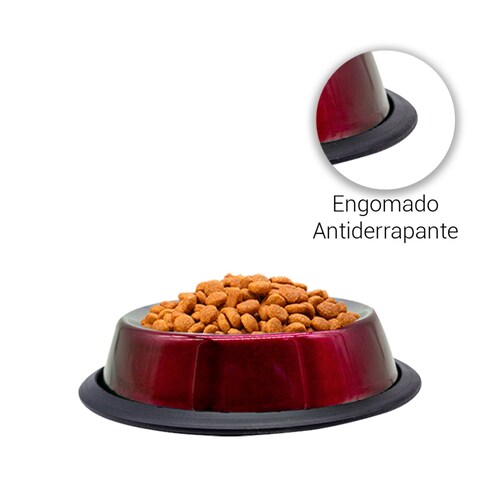 Plato Tazón Recipiente Comedero 226.76 gr Alimentacion para Perros De Aluminio Antiderrapante Chico Pets
