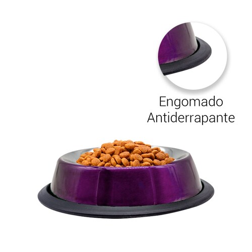 Plato Tazón Recipiente Comedero 1 Kg Alimentacion para Perros De Aluminio Antiderrapante Mediano Pets