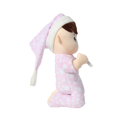 Muñeco Rezador De Tela Con Pijama Vela Luz Sonido Oracion Padre Nuestro 28 cm